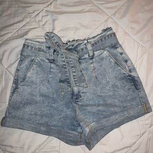 Express High Waist PaperBag Tie jean short